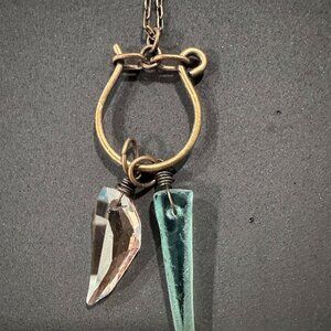 Ornamental Things: long gold "protection" horseshoe/crystal pendant necklace